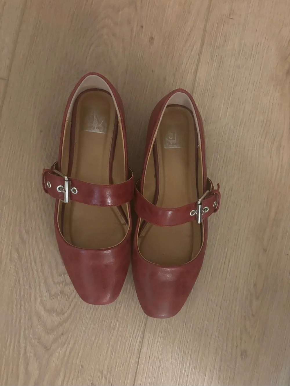 Dolce Vita Red Leather Mary Jane Flats with Buckle Strap